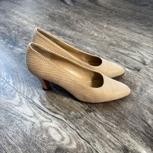 Salvatore Ferragamo Tan Textured Heels